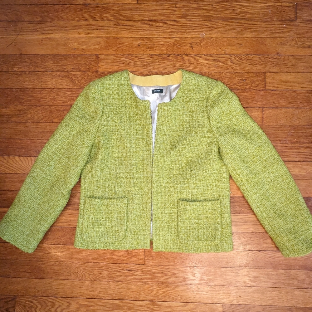 J. Crew green Astrid bouclé wool jacket